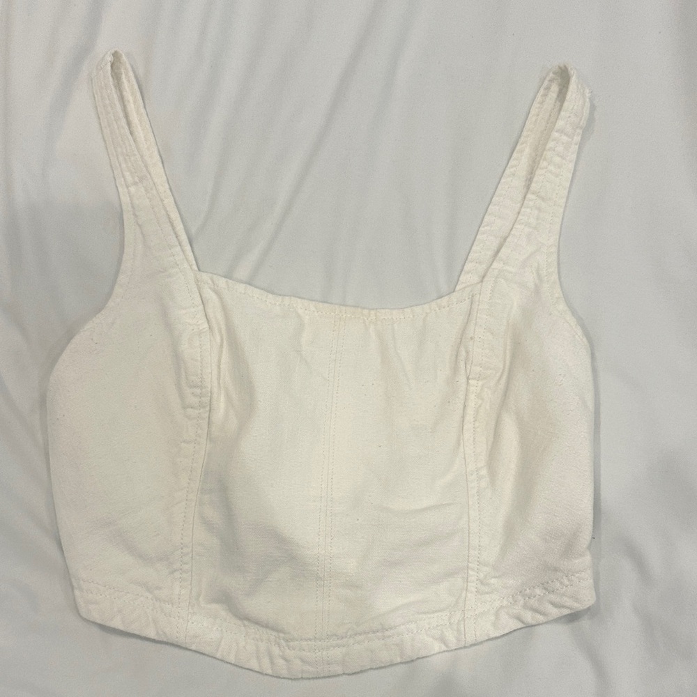 3/$20 White denim crop top